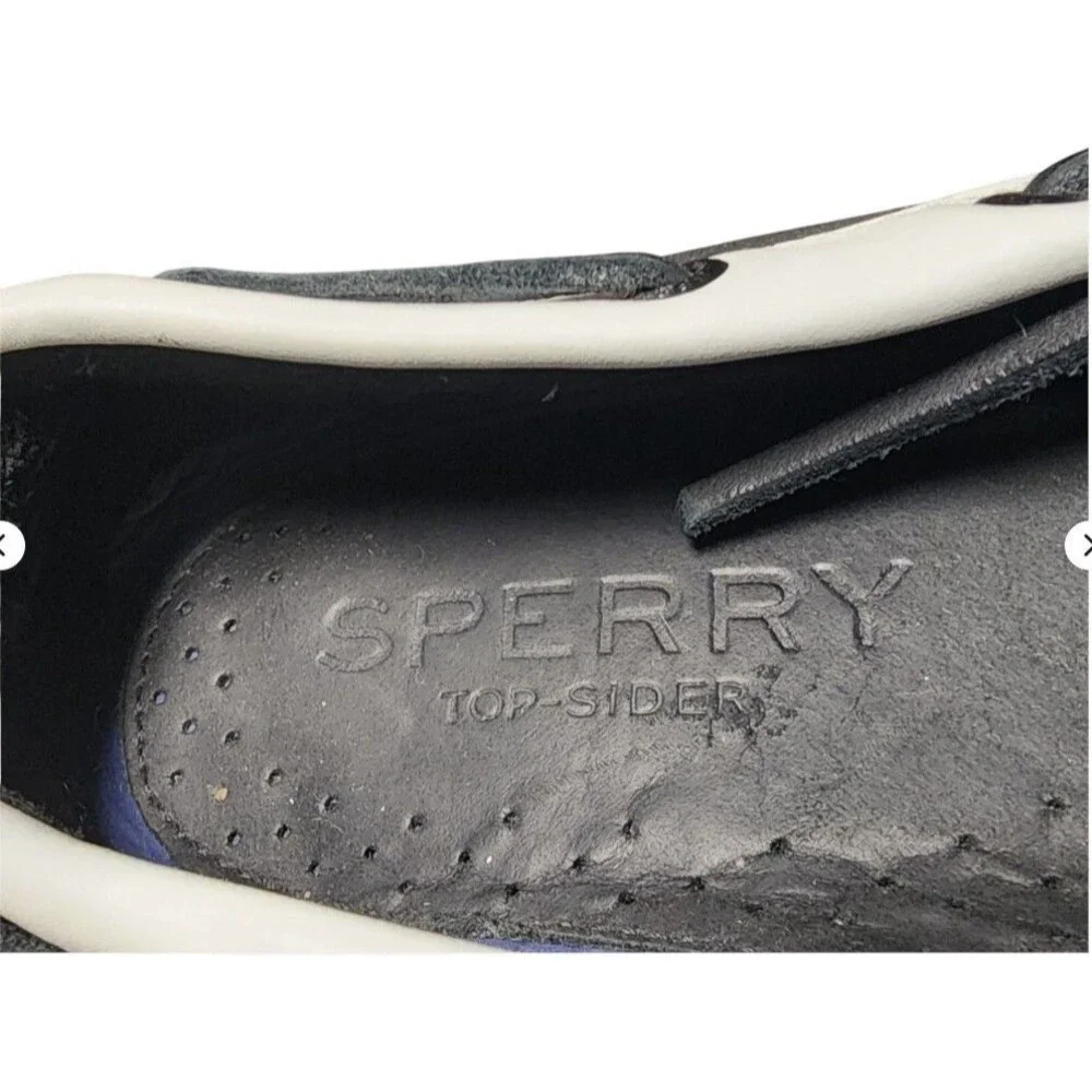 Sperry Topsider Boat Shoes Leather Size 9 Mens Black and White
